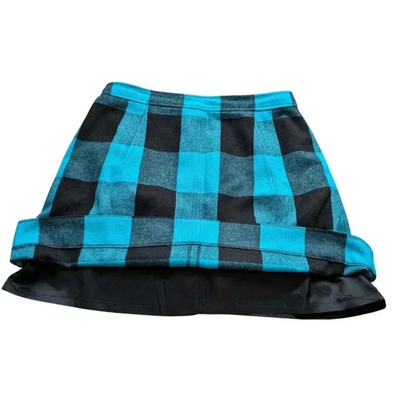 Banana Republic  Mini Skirt Turquoise Black Buffalo Plaid Check Women's size 10 - Picture 8 of 15